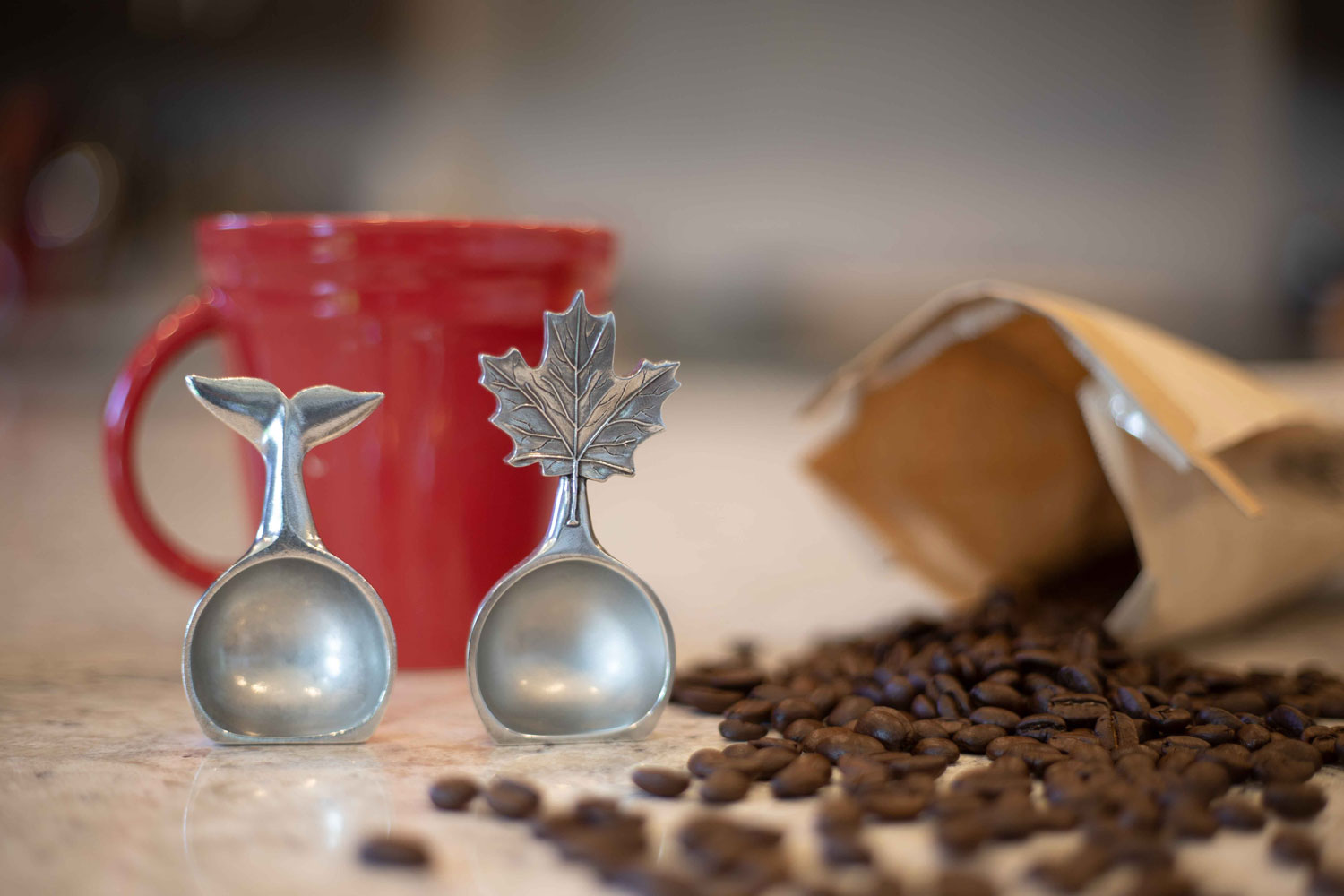 Whale Tail and Maple Leaf Coffee Scoops