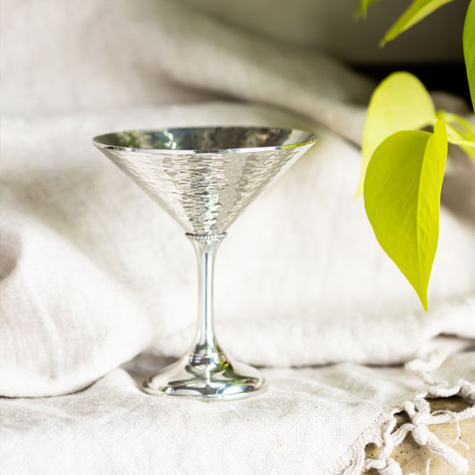 hammered pewter martini goblet